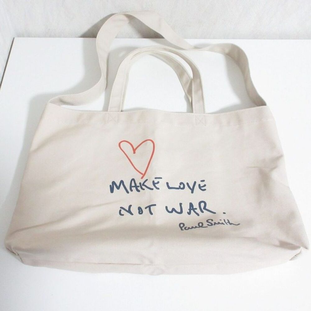 Paul Smith MAKE LOVE NOT WAR Canvas 2way Tote Bag